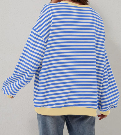 Women's Oversized Striped Long Sleeve Pullover (Buy 2 Free Shipping)