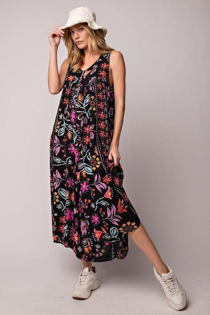 🔥Hot Sale - 70% OFF🎁Vintage floral print loose sleeveless jumpsuit