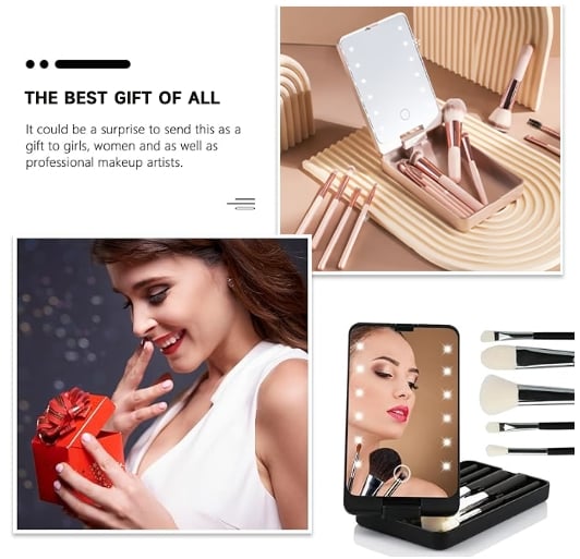 💖Year-end Promotion 70% OFF💖Travel Makeup Brush Set with LED light