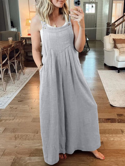 Last Day 70% OFF🔥Women's Sleeveless Wide Leg Jumpsuit with Pockets