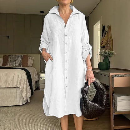 Dress in Cotton Linen with Tailoring Collar / The Modern Woman's Couture Piece!