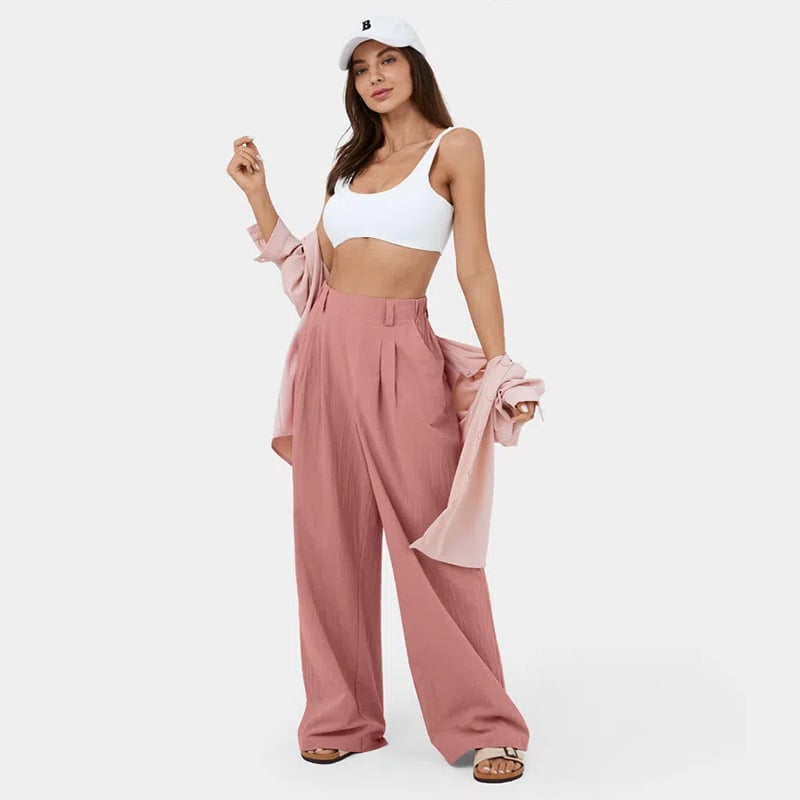 🔥 High Waisted Plicated Side Pocket Wide Leg Pants（🔥Buy 2 Free Shipping🔥）