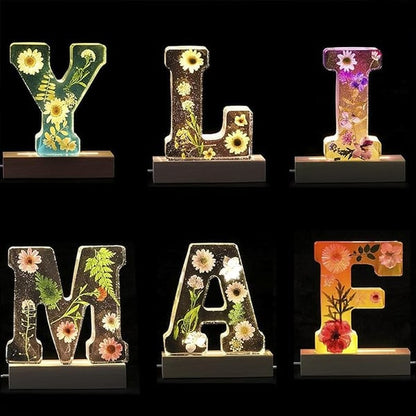 💌Spell your lover's name🌸Dried Floral Resin Letters Night Light💞