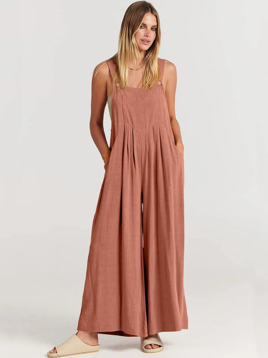 Last Day 70% OFF🔥Women's Sleeveless Wide Leg Jumpsuit with Pockets