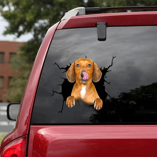 Dachshund Crack Car Sticker, Toilet Sticker, Fridge Sticker (42)