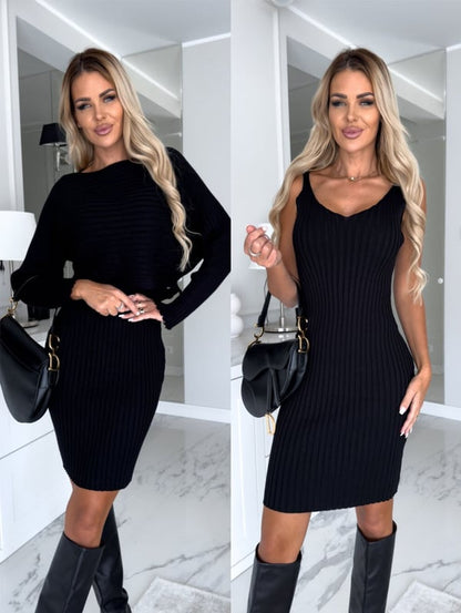 💥Knit Pullover Sweater and Cami Dress Set🔥