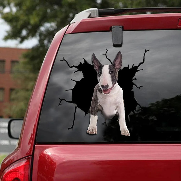 Bull Terrier Crack Car Sticker, Toilet Sticker, Fridge Sticker 12