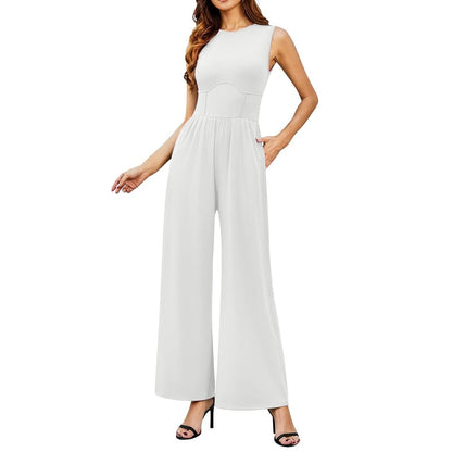 Mother's Day SALE 50%OFF -SOLID SLEEVELESS WIDE LEG JUMPSUIT