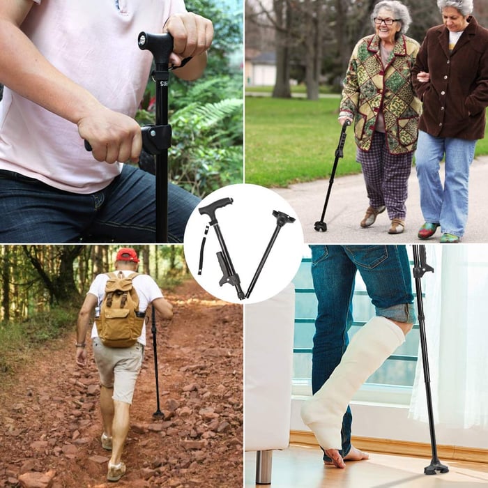 HOT SALE -Aluminum alloy with LED light non-slip foldable walking stick