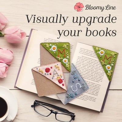 Bloomy Line - Last day 70% OFF - Personalized Hand Embroidered Corner Bookmark