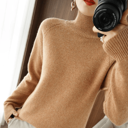 Women's Solid Turtleneck Knit Sweater(Buy 2 Free Shipping)