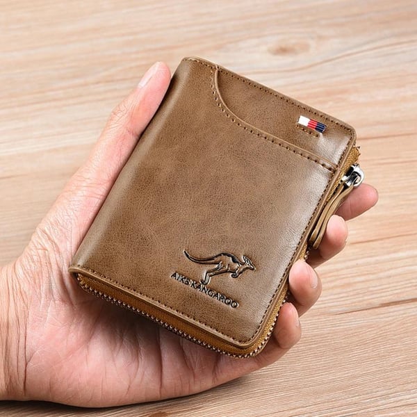 (🎁2024-Gran oferta navideña🎁) Cartera para hombre con cremallera, monedero de cuero genuino (PROTECCIÓN RFID)