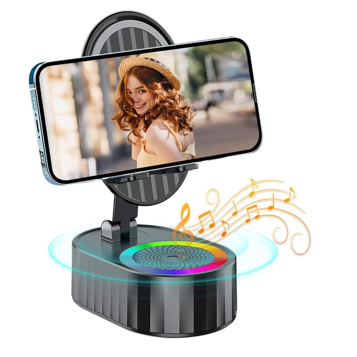 ✨2025 Upgraded Cell Phone Stand with Induction Speaker/Power Bank/Atmosphere Light (🔥Buy 2 Free Shipping)