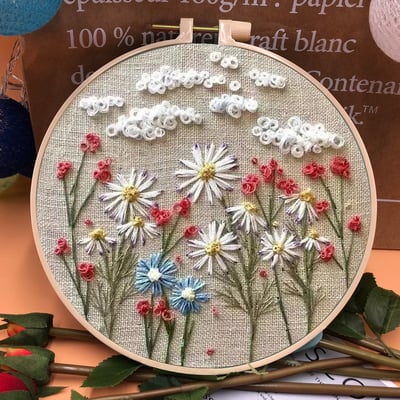 🔥 49% OFF - Perfect Gift - Embroidery Hoop Flower Kit for Beginner