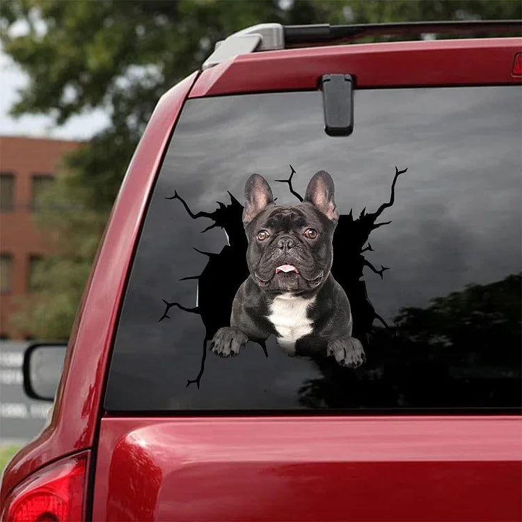 Etiqueta engomada del coche de la grieta del bulldog francés, etiqueta engomada del retrete, etiqueta engomada del refrigerador (9)