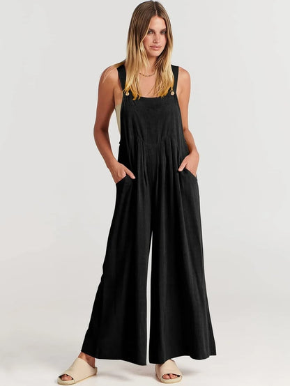 Last Day 70% OFF🔥Women's Sleeveless Wide Leg Jumpsuit with Pockets