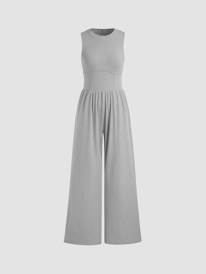 Mother's Day SALE 50%OFF -SOLID SLEEVELESS WIDE LEG JUMPSUIT