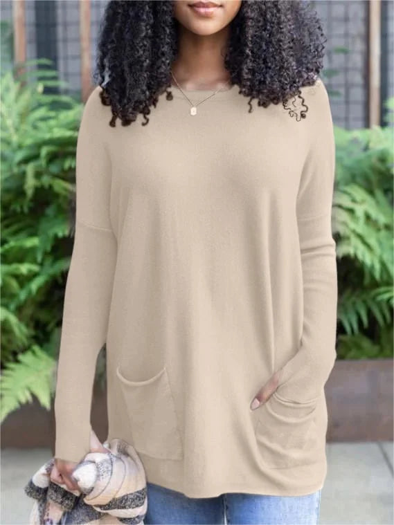 LONG SLEEVE THUMBHOLE SWEATER POCKET TUNIC BUY 2 FREE SHIPPING