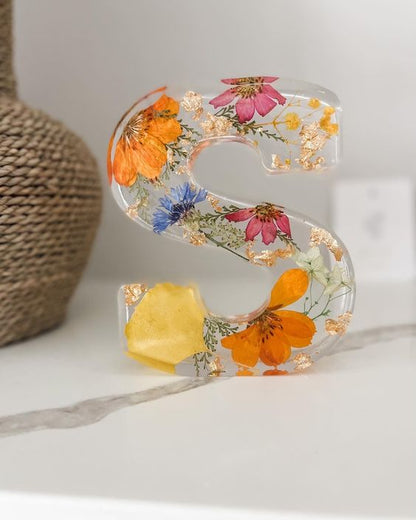 💌Spell your lover's name🌸Dried Floral Resin Letters Night Light💞