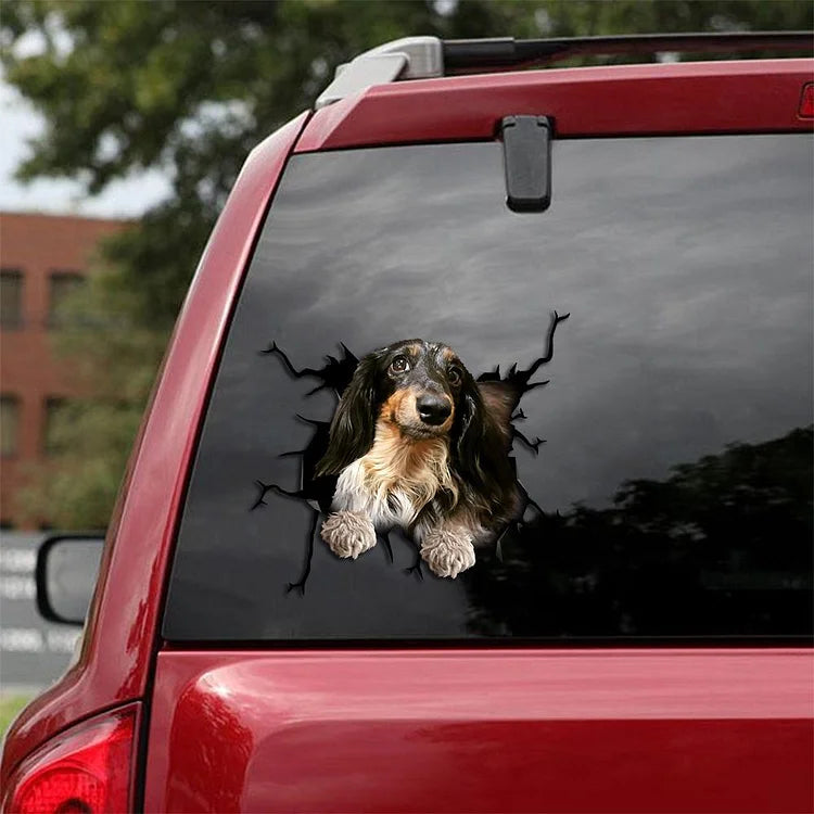 Dachshund Crack Car Sticker, Toilet Sticker, Fridge Sticker (21)