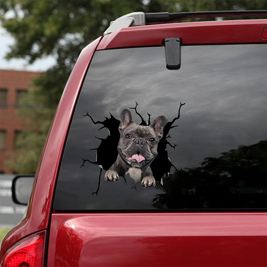 Autocollant de voiture de crack de bouledogue français