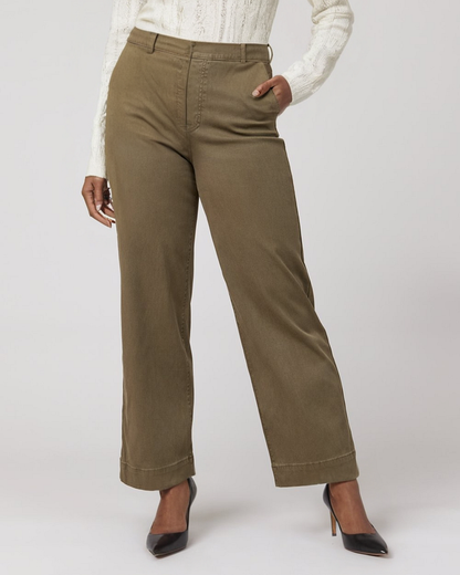 Tummy Control Twill Cropped Wide Leg Pant(Buy 2 Free Shipping)