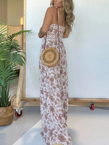 🔥Last Day 49% OFF🔥Floral Suspender Wide-Leg Jumpsuit (Buy 2 Free Shipping)