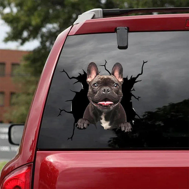 French Bulldog Crack Car Sticker, Toilet Sticker, Fridge Sticker (21)