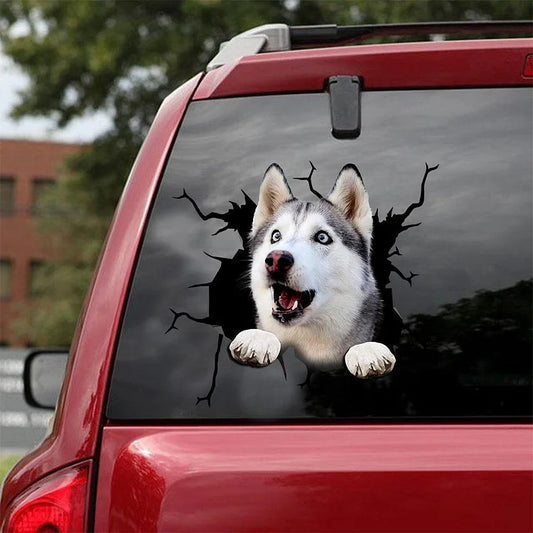 Siberian Husky Crack Car Sticker, Toilet Sticker, Fridge Sticker 27