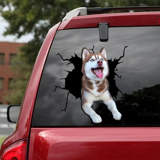 Siberian Husky Crack Car Sticker, Toilet Sticker, Fridge Sticker 23