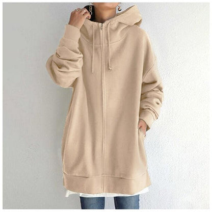 Women's Autumn/Winter Sweater Zipper Hooded Long Plus Sweater