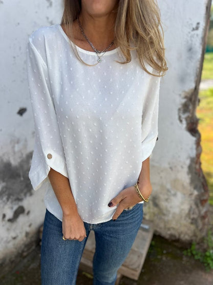 🔥 Round Neck Embroidered Large Cuffs Casual Shirt