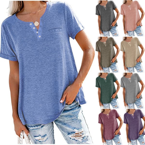 🔥🔥Fashion Solid Color Pocket Short Sleeve T-Shirt（Buy 3 Free Shipping ）