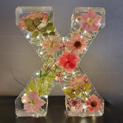 💌Spell your lover's name🌸Dried Floral Resin Letters Night Light💞