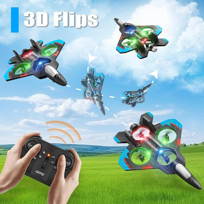 ✈️Stunt RC Fighter! 360° Rolling + Vertical Takeoff/Landing, 3 Speed Modes + Colorful LED, Create New Flying Fun～