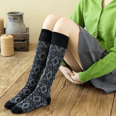 Sale 50%OFF-4 Pairs Womens Floral Long Cotton Socks