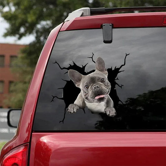 French Bulldog Crack Car Sticker, Toilet Sticker, Fridge Sticker (12)