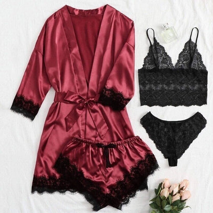 🔥LAST DAY SALE 49% OFF 🔥Valentine's Day 4 Pack Lace and Satin Pajamas Set 🌹