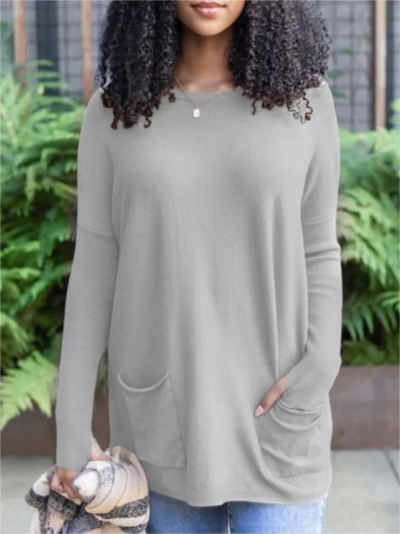 LONG SLEEVE THUMBHOLE SWEATER POCKET TUNIC BUY 2 FREE SHIPPING