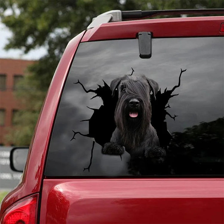 Giant Schnauzer Crack Car Sticker, Toilet Sticker, Fridge Sticker