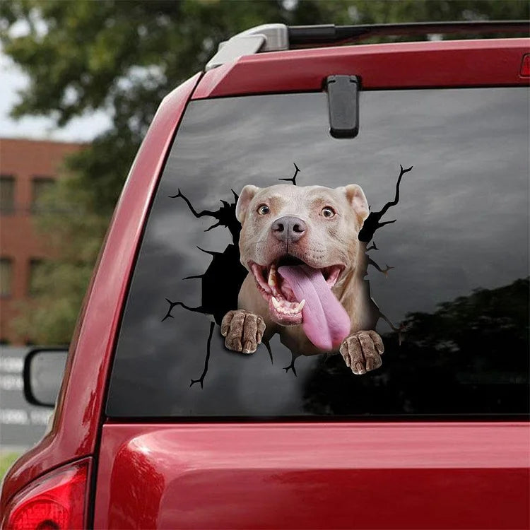 AUTOCOLLANT DE VOITURE PITBULL CRACK AMANT DE CHIENS