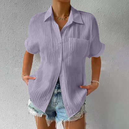 🔥Shirt Collar Casual Buttoned Loose Blouse