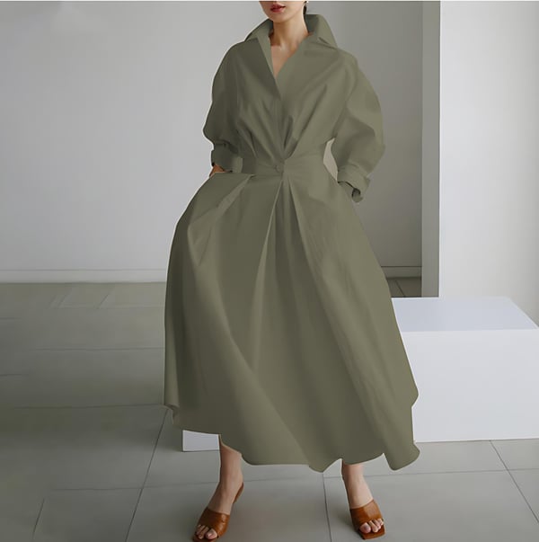 💕25SS Women's Plain Lapel Shirt Wrap Dress (BUY 2 FREE SHIPPING)