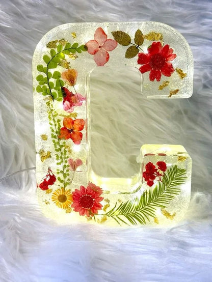 💌Spell your lover's name🌸Dried Floral Resin Letters Night Light💞