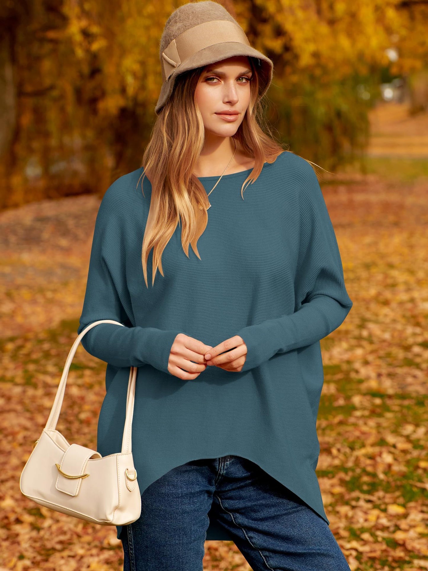 ✨Hot Sale 70% OFF⭐women's Irregular Oversized Dolman Sleeve Knitted Pullover