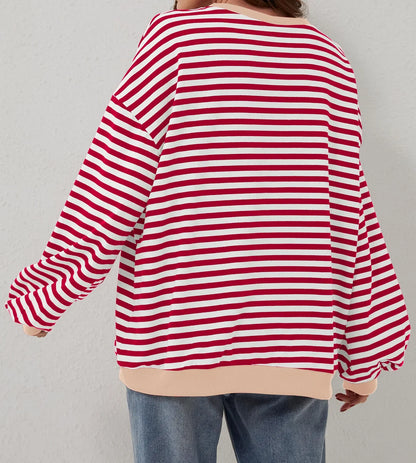 Women's Oversized Striped Long Sleeve Pullover (Buy 2 Free Shipping)