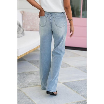 🏆️Last Day 70% OFF -👖High Rise Vintage Wash Tummy Control Top Straight Leg Jeans