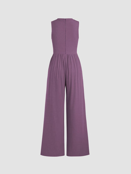 Mother's Day SALE 50%OFF -SOLID SLEEVELESS WIDE LEG JUMPSUIT