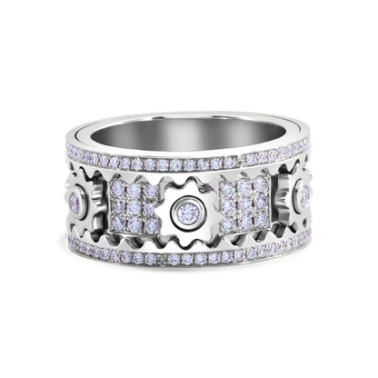 50 % DE RÉDUCTION 🎁BAGUE DE BANDE GÉOMÉTRIQUE 3D ORNÉE DE DIAMANTS FAIT À LA MAIN (ACHETER 2 LIVRAISON GRATUITE)