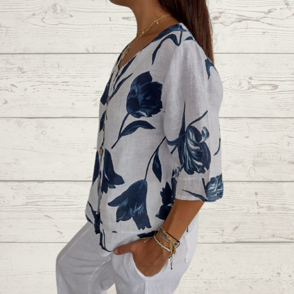 Printed V-neck Tunic Top